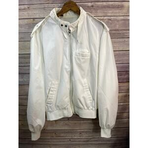 Members Only Jacket Size 40 White Zip Front Classic Vintage Lightweight 22x25